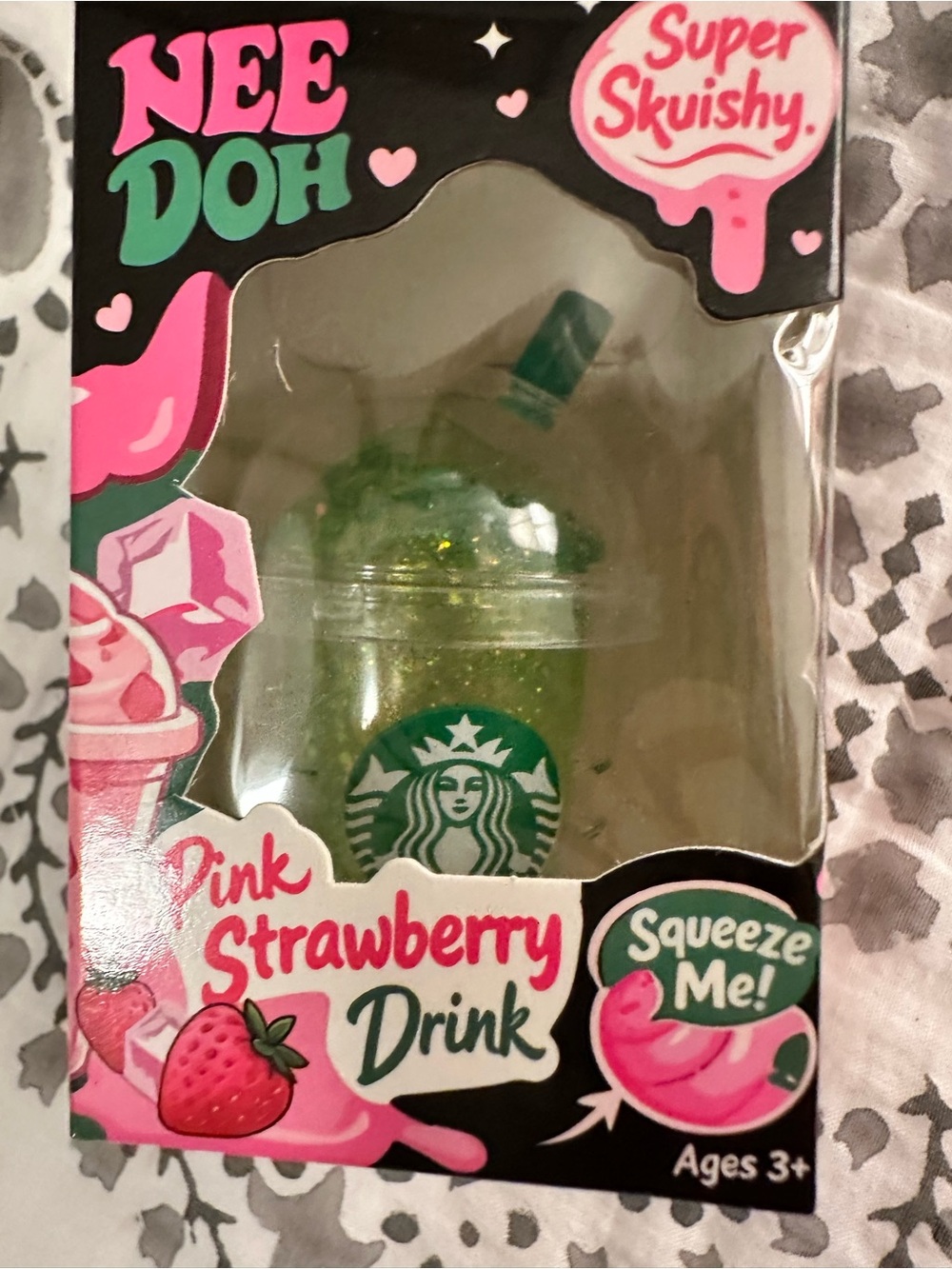 Starbucks Pink & Green Nee Doh Strawberry Stress Squeeze - Picture 3 of 8